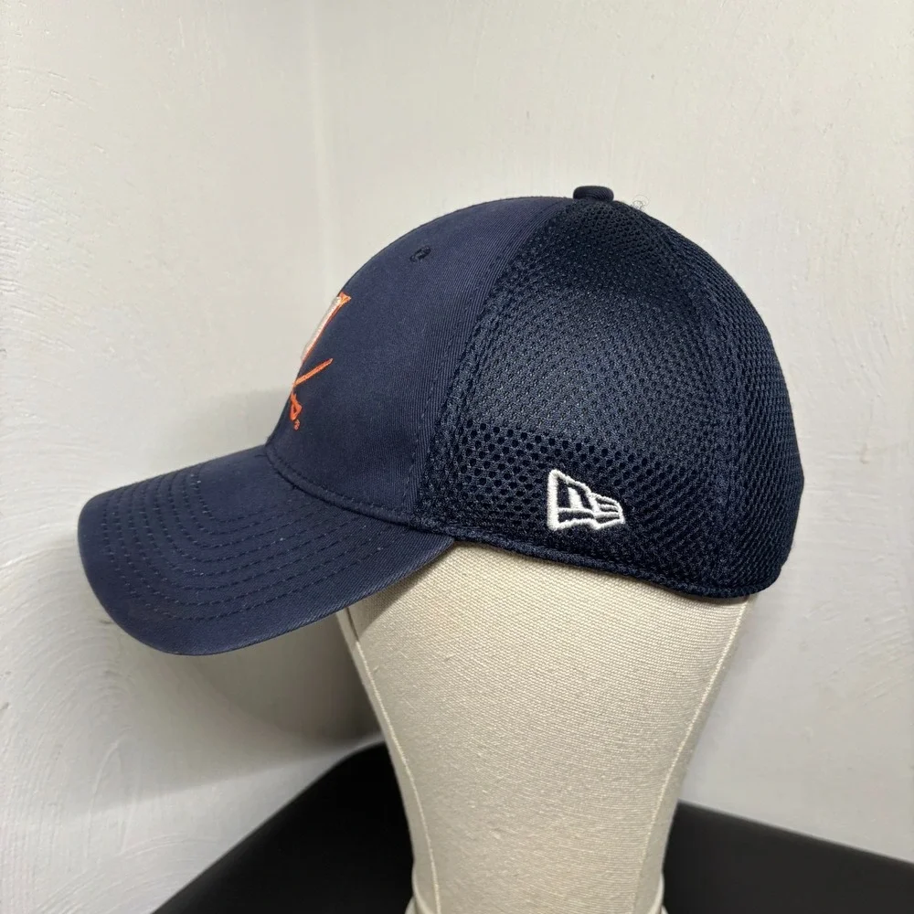 UVA New Era A-Flex Hat Navy Blue Baseball‎ Cap Adult S/M Mesh Back Virginia Cavs